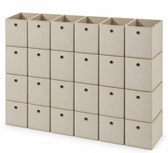 Sekey 6er Set Aufbewahrungsboxen Beige 30 × 30 × 30 cm – Faltbare Stoffboxen mit Griff für Regal & Schrank