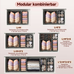 Sekey Aufbewahrungsboxen Set S – 6er Stoffboxen in verschiedenen Größen | Faltbar, formstabil & ideal für Schubladen