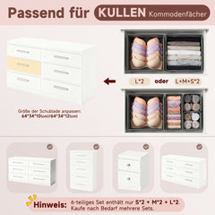 Sekey Aufbewahrungsboxen Set S – 6er Stoffboxen in verschiedenen Größen | Faltbar, formstabil & ideal für Schubladen