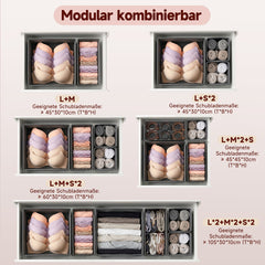 Sekey Aufbewahrungsboxen Set S – 6er Stoffboxen in verschiedenen Größen | Faltbar, formstabil & ideal für Schubladen