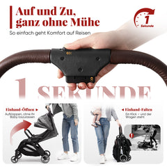 Sekey BW732 Reise-Kinderwagen – Ultraleicht & Einhand-klappbar | 3-fach verstellbare Rückenlehne, 4-Rad-Federung, Regenschutz, 5-Punkt-Gurt, Handgepäckgeeignet