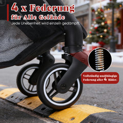 Sekey BW732 Reise-Kinderwagen – Ultraleicht & Einhand-klappbar | 3-fach verstellbare Rückenlehne, 4-Rad-Federung, Regenschutz, 5-Punkt-Gurt, Handgepäckgeeignet