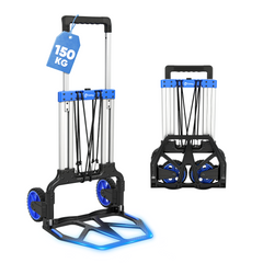 Sekey Klappbare Sackkarre 150 kg – Verstärkter Alurahmen, XXL Anti-Rutsch-Ladefläche, TPR-Räder, höhenverstellbarer Griff & 1-Sekunden-Faltung inkl. 2 Expanderseilen