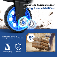 Sekey Klappbare Sackkarre 150 kg – Verstärkter Alurahmen, XXL Anti-Rutsch-Ladefläche, TPR-Räder, höhenverstellbarer Griff & 1-Sekunden-Faltung inkl. 2 Expanderseilen