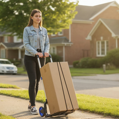 Sekey Klappbare Sackkarre 150 kg – Verstärkter Alurahmen, XXL Anti-Rutsch-Ladefläche, TPR-Räder, höhenverstellbarer Griff & 1-Sekunden-Faltung inkl. 2 Expanderseilen