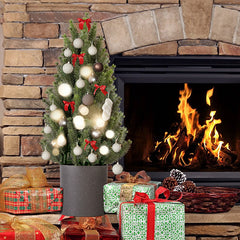 Salcar 50cm Artificial Christmas Tree Small with Base Pot, Nordmann Fir, made of 100% PE Injection Molding