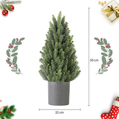 Salcar 50cm Artificial Christmas Tree Small with Base Pot, Nordmann Fir, made of 100% PE Injection Molding