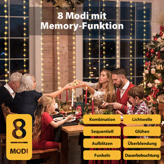 Salcar 2 x 2 m LED Lichtervorhang mit Fernbedienung, 200 LEDs, USB-betrieben