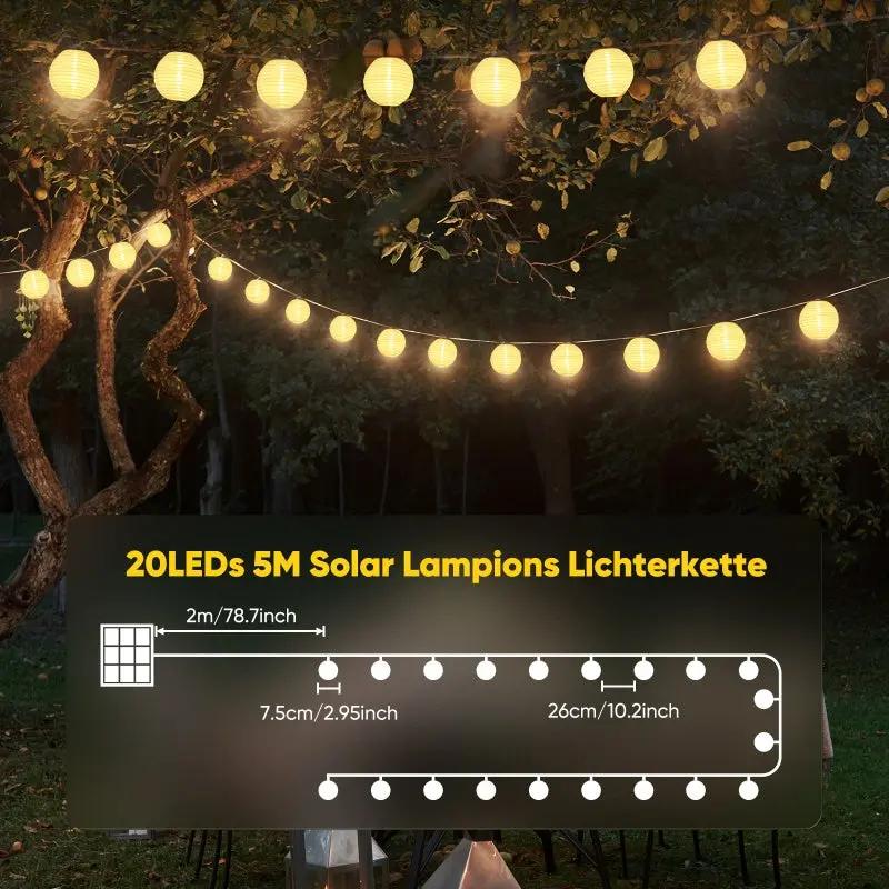 SALCAR Solar Lichterkette: 5-20 m, 8 Modi, IP44, Energiesparend, Wetterfest – sekeymall