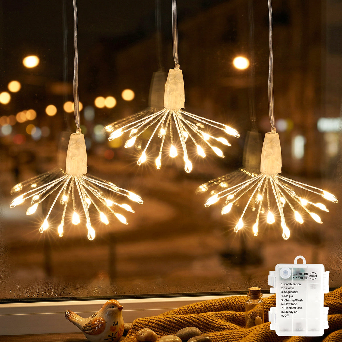 Salcar LED Feuerwerk Lichterkette Warmweiß – 45 / 90 LEDs, 3D Leuchtst – sekeymall