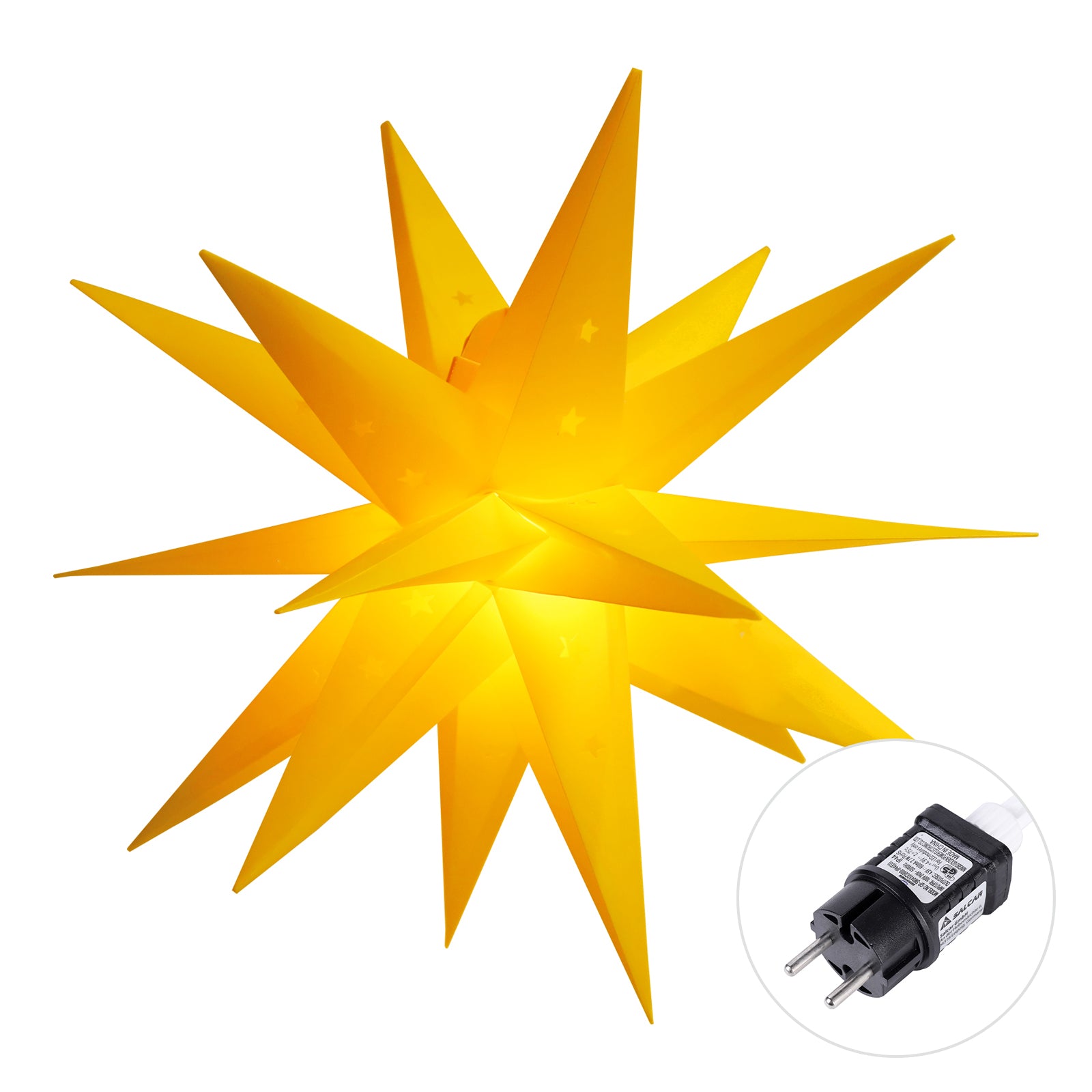Salcar LED Papierstern 60 cm – Beleuchteter 3D Weihnachtsstern Gelb – sekeymall