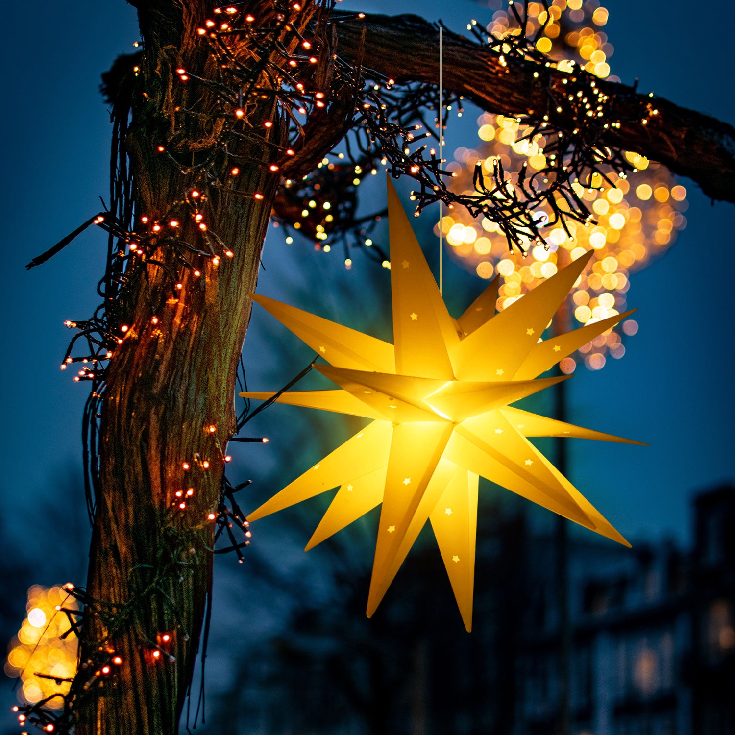 Salcar LED Papierstern 60 cm – Beleuchteter 3D Weihnachtsstern Gelb – sekeymall
