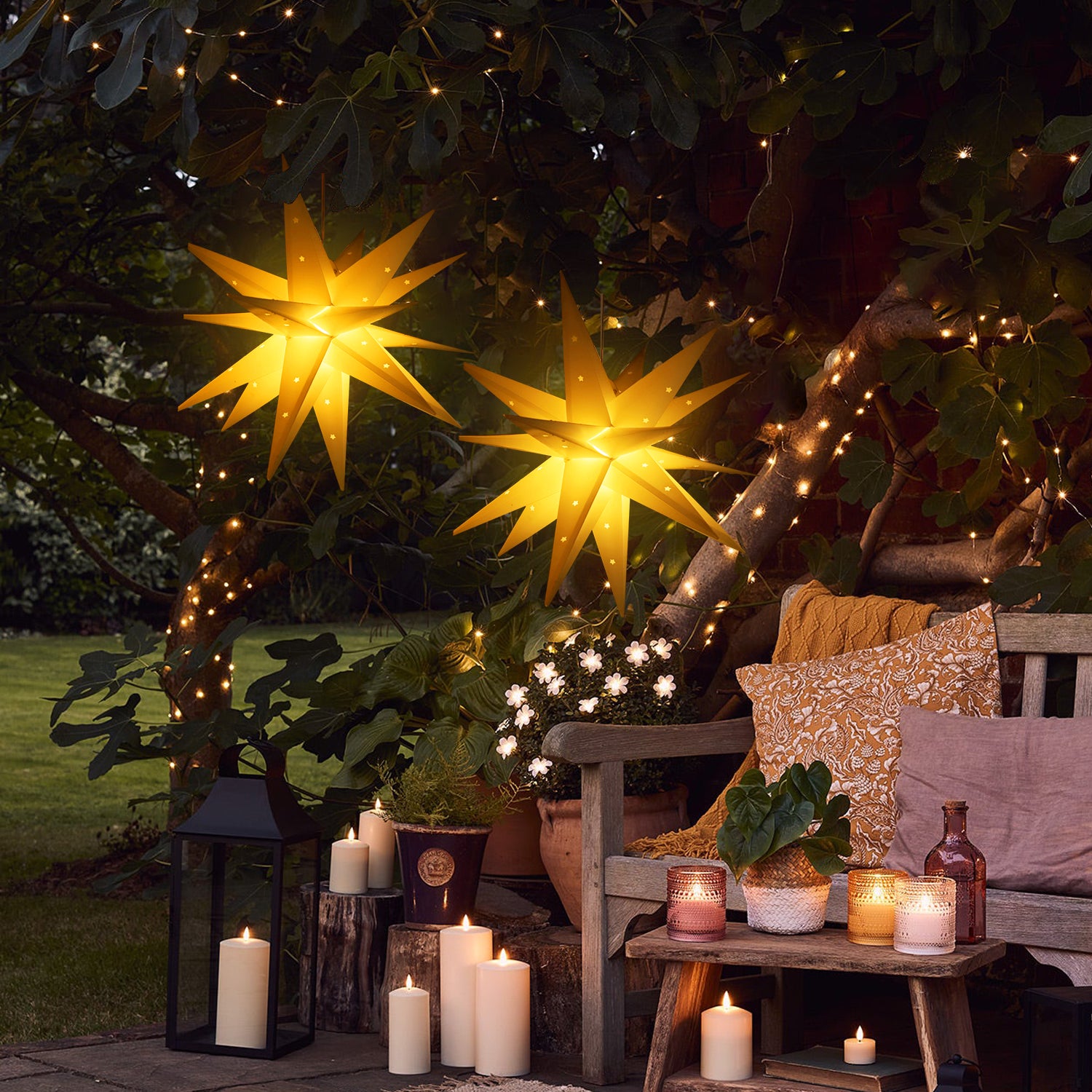 Salcar LED Papierstern 60 cm – Beleuchteter 3D Weihnachtsstern Gelb – sekeymall