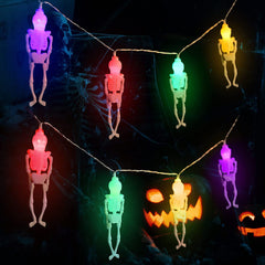 Salcar Halloween Skelett Lichterkette 1,8m – 10 LED Bunte Beleuchtung mit Batteriebetrieb, IP20 Wasserdicht, Gruselige Halloween Dekoration für Garten & Party
