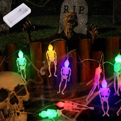 Salcar Halloween Skelett Lichterkette 1,8m – 10 LED Bunte Beleuchtung mit Batteriebetrieb, IP20 Wasserdicht, Gruselige Halloween Dekoration für Garten & Party