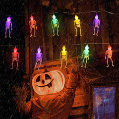 Salcar Halloween Skelett Lichterkette 1,8m – 10 LED Bunte Beleuchtung mit Batteriebetrieb, IP20 Wasserdicht, Gruselige Halloween Dekoration für Garten & Party