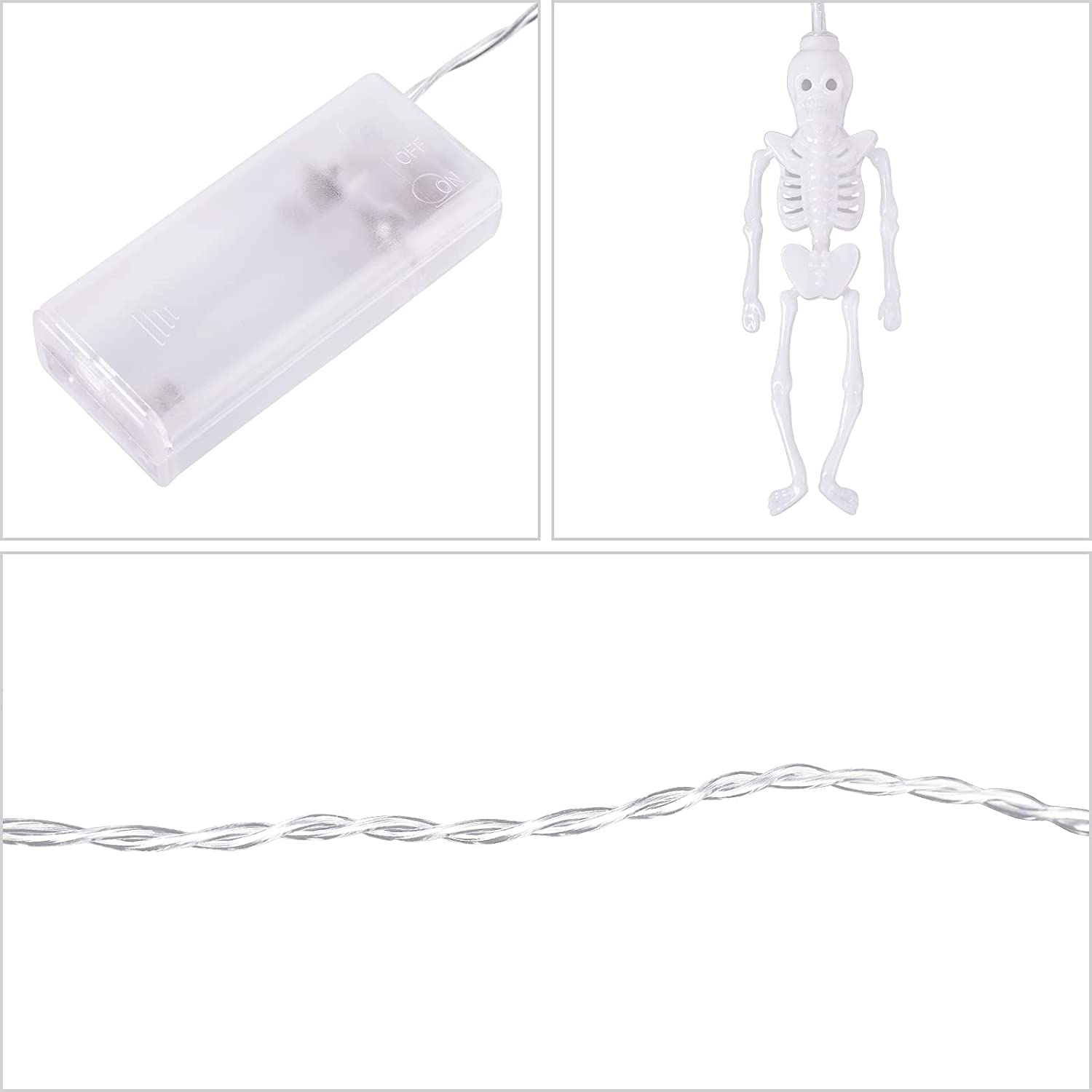 Salcar Halloween Skelett Lichterkette 1,8m – 10 LED Bunte Beleuchtung mit Batteriebetrieb, IP20 Wasserdicht, Gruselige Halloween Dekoration für Garten & Party
