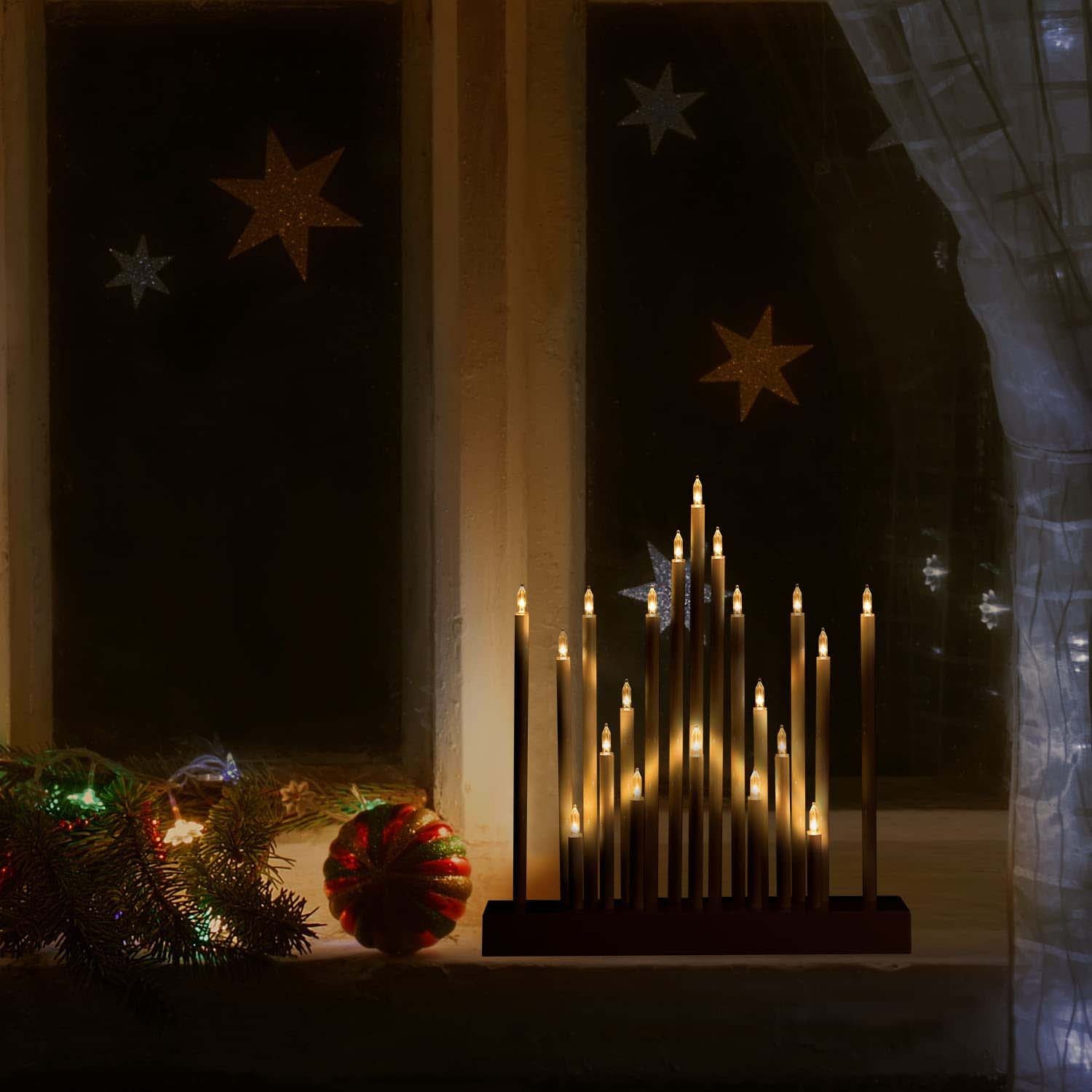 Salcar LED Adventsleuchter Stern – Batteriebetriebener Lichterbogen mit 20 LEDs, Warmweiß – Weihnachtsdeko für Fenster & Tisch