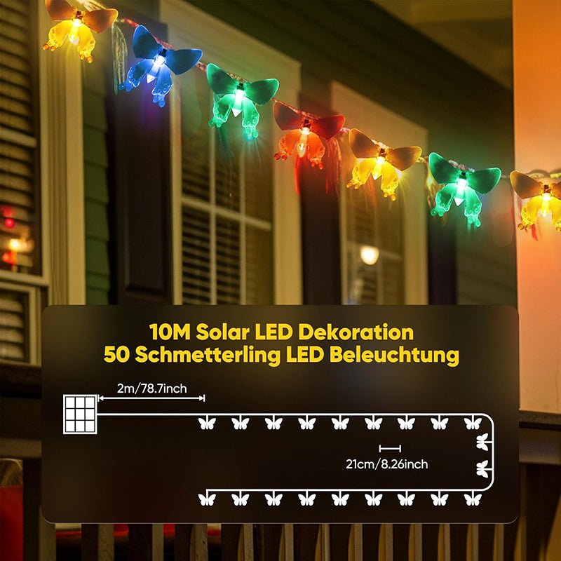 Salcar 5 m / 10m LED solar butterfly fairy lights, 20 / 50 LEDs