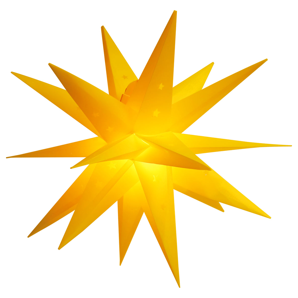 Salcar LED Papierstern 60 cm – Beleuchteter 3D Weihnachtsstern Gelb mit 18 Spitzen, Warmweißes Licht, Hängende Weihnachtsdeko für Fenster & Innenbereich