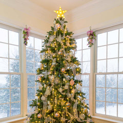 SALCAR 3m LED Weihnachtsbaum-Lichterkette mit 10 Girlanden, Sternspitze & 360 LEDs – 8 Modi, Warmweiß, Sicher & Energiesparend
