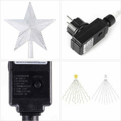 Salcar 3m LED Weihnachtsbaum-Lichterkette mit 10 Girlanden, Sternspitze & 360 LEDs – 8 Modi, Warmweiß, Sicher & Energiesparend Salcar