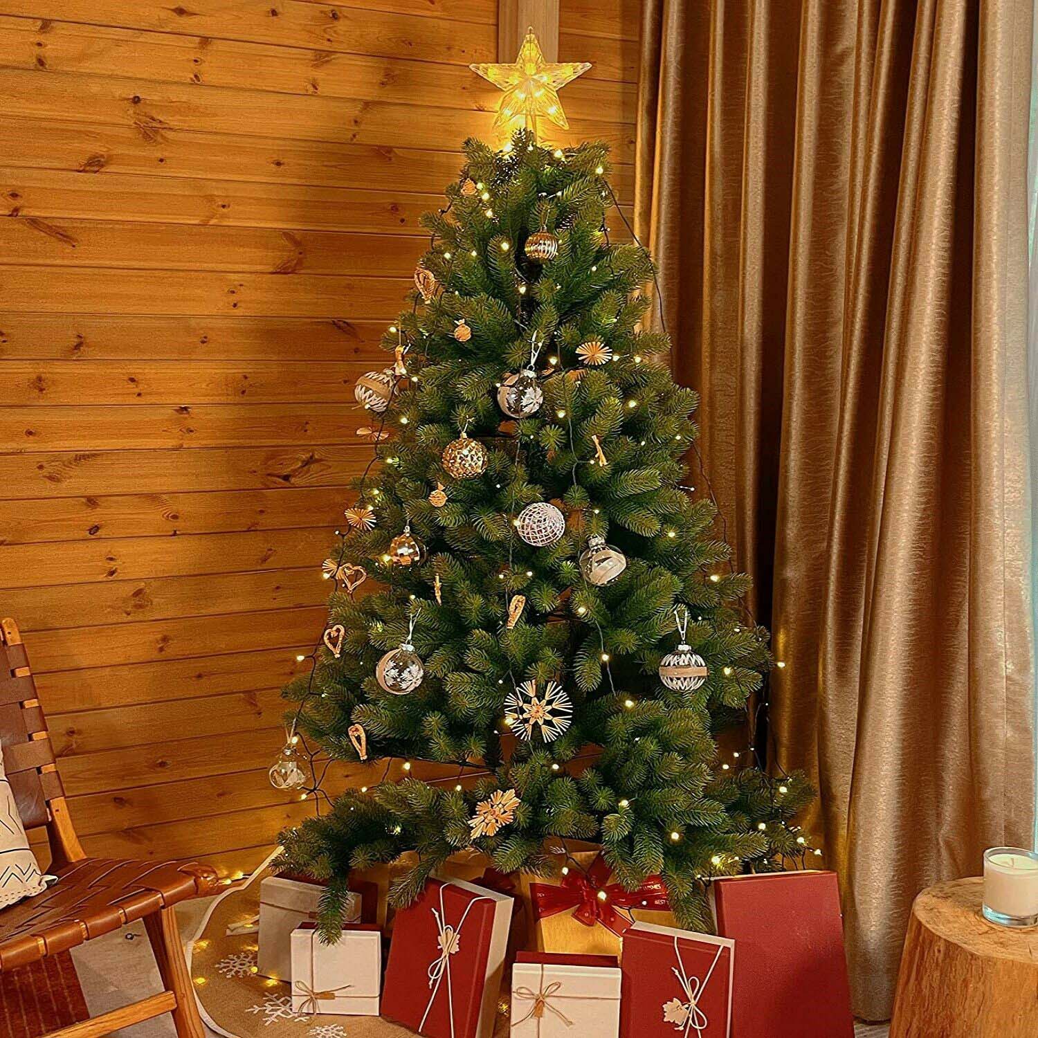 SALCAR 3m LED Weihnachtsbaum-Lichterkette mit 10 Girlanden, Sternspitze & 360 LEDs – 8 Modi, Warmweiß, Sicher & Energiesparend