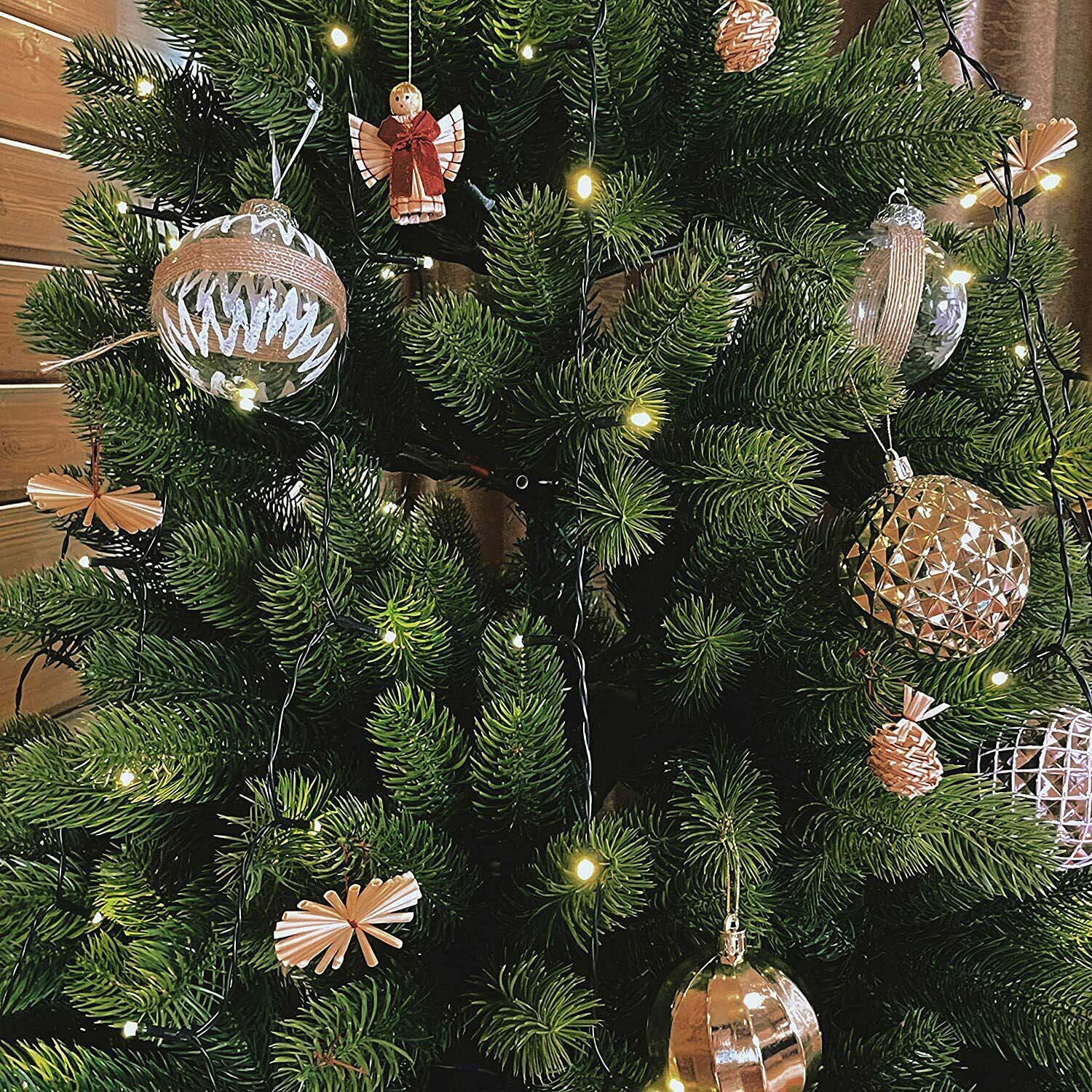 SALCAR 3m LED Weihnachtsbaum-Lichterkette mit 10 Girlanden, Sternspitze & 360 LEDs – 8 Modi, Warmweiß, Sicher & Energiesparend