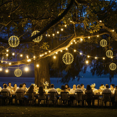 Salcar LED Weihnachtsbeleuchtung Außen 30 cm Kugel, 120 LEDs, Warmweiß, 8 Modi, Timer & Speicher, Wasserdicht, Hängende Lichter für Garten & Wohnzimmer