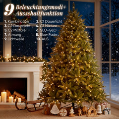 SALCAR Weihnachtsbaum Lichterkette mit Ring & Girlanden – Warmweiß & Bunt, 9 Modi, Timer & Speicherfunktion, IP44 Wasserdicht – Für 0,9m bis 3,5m Tannenbäume