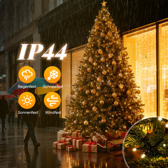 SALCAR Weihnachtsbaum Lichterkette mit Ring & Girlanden – Warmweiß & Bunt, 9 Modi, Timer & Speicherfunktion, IP44 Wasserdicht – Für 0,9m bis 3,5m Tannenbäume