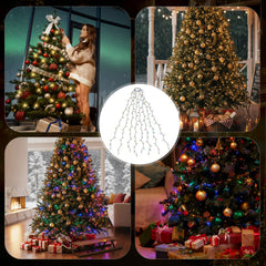 Salcar Weihnachtsbaum Lichterkette mit Ring & Girlanden – Warmweiß & Bunt, 9 Modi, Timer & Speicherfunktion, IP44 Wasserdicht – Für 0,9m bis 3,5m Tannenbäume