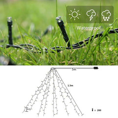 Salcar 1.5 m LED Lichterkette für Weihnachtsbaum, mit 8 Strängen, 200 LEDs