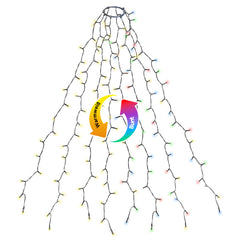 SALCAR Weihnachtsbaum Lichterkette mit Ring & Girlanden – Warmweiß & Bunt, 9 Modi, Timer & Speicherfunktion, IP44 Wasserdicht – Für 0,9m bis 3,5m Tannenbäume