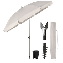 Sekey 3-in-1 Sonnenschirm mit Erdspieß 160cm – höhenverstellbar & neigbar, UV-Schutz 50+, stabiler Strandschirm für Strand, Garten & Camping