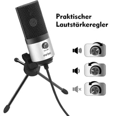 Fifine USB Kondensator Mikrofon mit Ständer, K669B Sekey