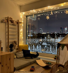 Salcar Weihnachts dekohäuschen Fensterbilder 9 Bögen – Winterliche Kanalhäuser, Tannenbäume & Schneeflocken, Wiederverwendbare Fenstersticker aus PVC für Fenster & Glas