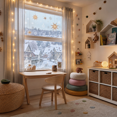 Salcar Weihnachts dekohäuschen Fensterbilder 9 Bögen – Winterliche Kanalhäuser, Tannenbäume & Schneeflocken, Wiederverwendbare Fenstersticker aus PVC für Fenster & Glas