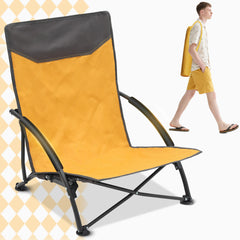 Faltbarer Strandliegestuhl mit gepolsterten Armlehnen – Leichter Campingstuhl bis 200 kg belastbar