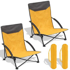 Foldable beach lounger with padded armrests – Lightweight camping chair, load capacity up to 200 kg