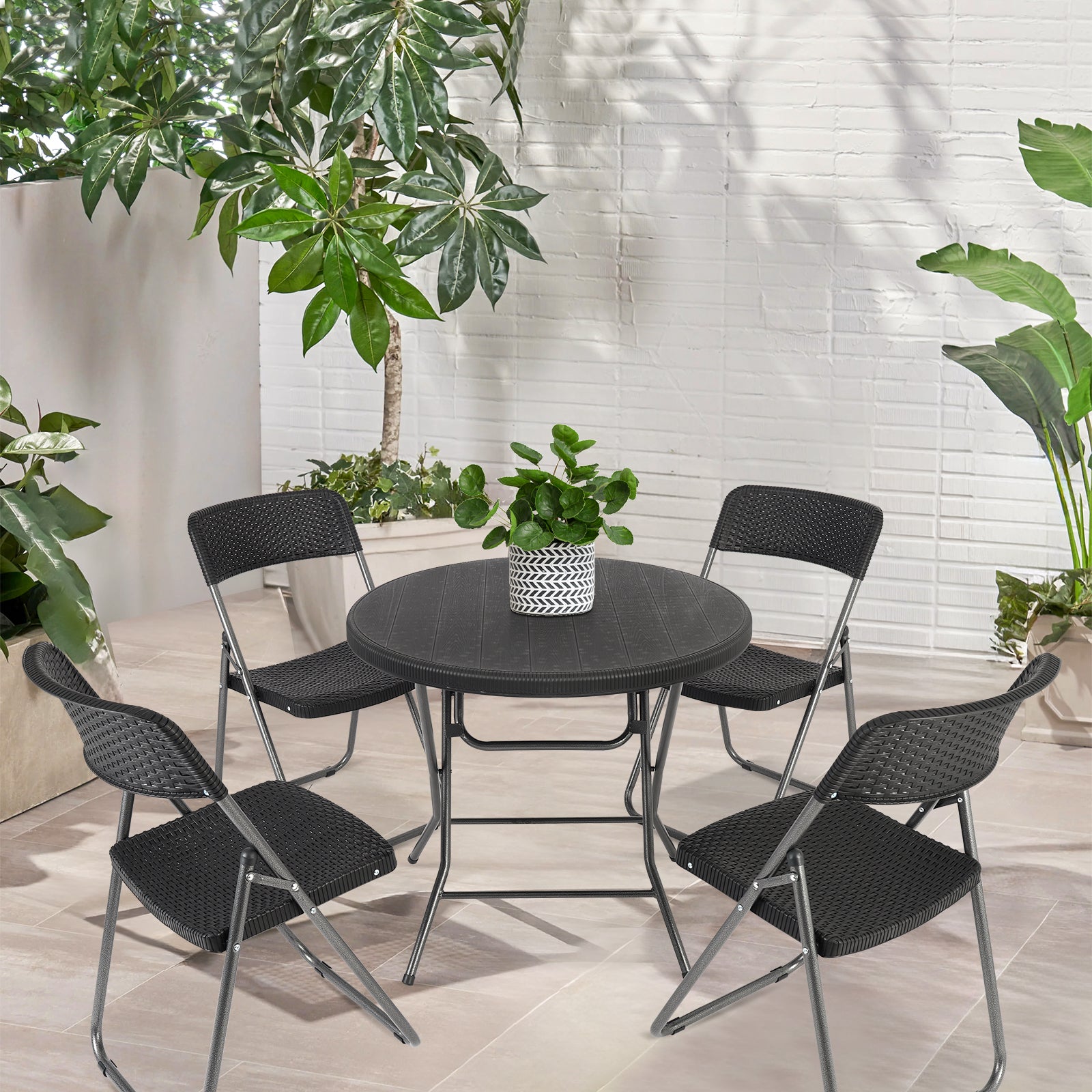 Sekey Balkonmöbel Set 5-teilig – Klappbares Balkonset für 4 Personen, – sekeymall