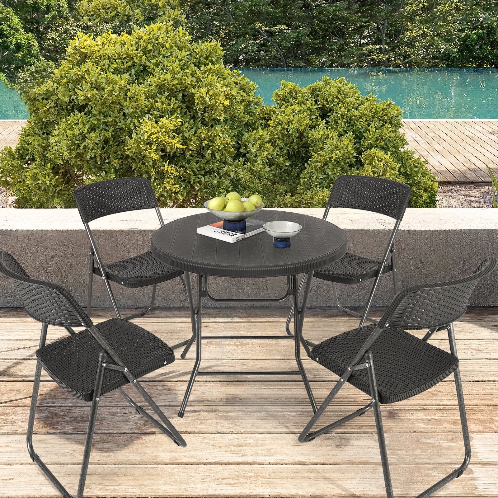 Sekey Balkonmöbel Set 5-teilig – Klappbares Balkonset für 4 Personen, – sekeymall