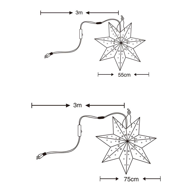 Salcar 55 cm / 75 cm LED Papierstern zum Aufhängen