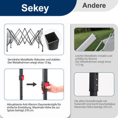 Sekey 300 x 300 cm Faltpavillon mit 4 Sandsäcken und Tragetasche