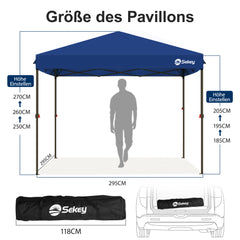 Sekey 300 x 300 cm Faltpavillon mit 4 Sandsäcken und Tragetasche