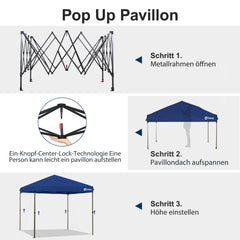 Sekey 300 x 300 cm Faltpavillon mit 4 Sandsäcken und Tragetasche