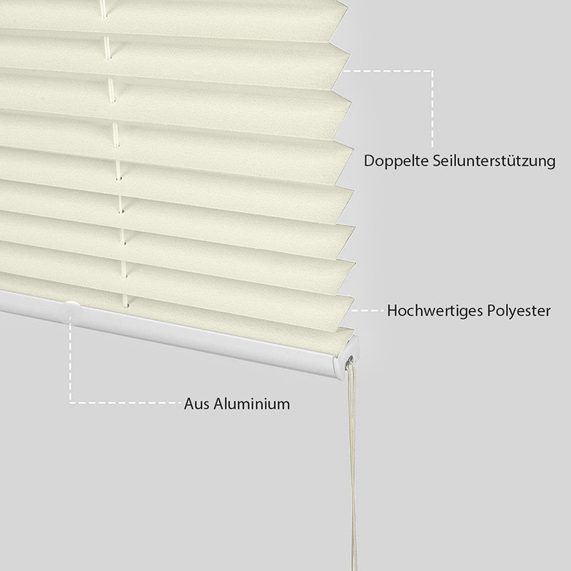 Sekey pleated blinds without drilling, beige