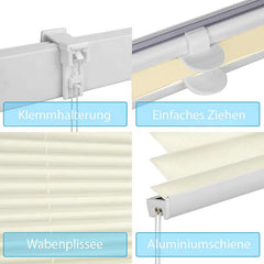 Sekey Plissee ohne Bohren, Beige Sekey