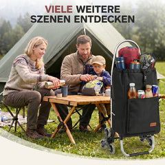 Sekey Einkaufstrolley 3-in-1 klappbar – 50L Einkaufswagen mit Kühlfach, Treppensteiger-Rädern & Sackkarren-Funktion, Aluminium