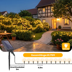 Salcar Solar Lichterkette mit 240 LEDs und 13,75 m Länge für Balkon und Garten